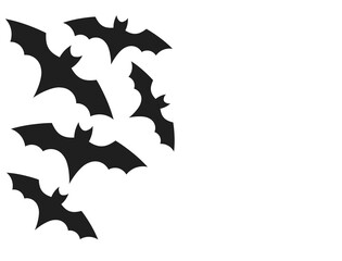 Bats colony on white background with copy space. Halloween PNG illustration