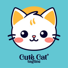 Cute Cat Cartoon Icon. Nature Concept. Flat Style.
