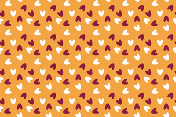 Seamless simple vector pattern with white red hearts orange background for bedclothes clothes card wrapping paper textile card wallpaper Valentine day passion Couple concept Design nappking tablecloth