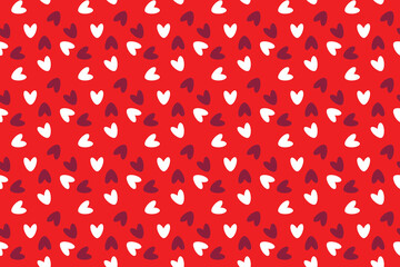 Seamless simple vector pattern with white red hearts on red background for bedclothes clothes card wrapping paper textile card wallpaper Valentine day passion Couple concept Design nappking tablecloth