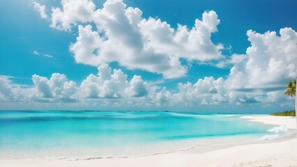 Fototapeta premium Island in Maldives, a colorful perfect, panoramic, natural landscape 