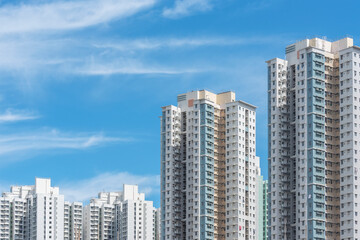 High rise residential building of public estate in Hong Kong city - 644065543