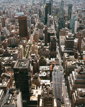 city skyline arial view new york city