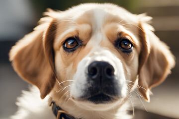Cute dog with ears. Generative AI.