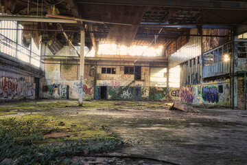 Fototapeta na wymiar old abandoned factory - Verlassener Ort - Urbex / Urbexing - Lost Place - Artwork - Creepy - Beatiful Decay - Lostplace - Lostplaces - Abandoned - High quality photo 