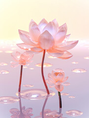 Dreamy Pink Lotus Flowers on Water