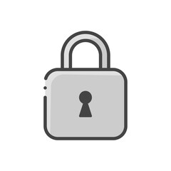 シンプルでかわいい鍵のかかった南京錠のアイコン - ロック･プライバシー･セキュリティのイメージ素材