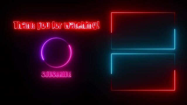 End Screen Neon Frame Red and Blue Seamless loop