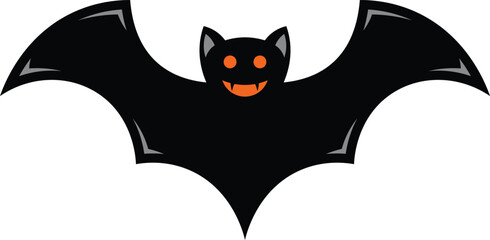 scary black bat vector icon