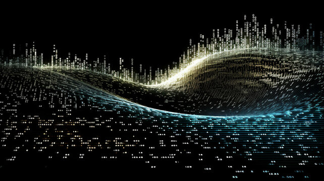 digital data wave with binary code