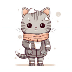 Cute cat wearing winter clothes generated by ai
