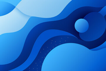 abstract blue based flat design with amoeba-like circles and curves generated by AI