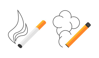 Smoking icon, vector sign of cigarette and vape