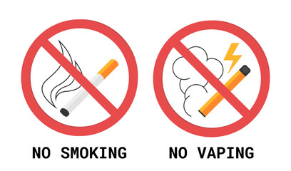 No vaping icon, vector sign of burning cigar