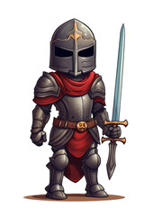 Naklejka premium A knight, cartoon, computer game, isolated, white background