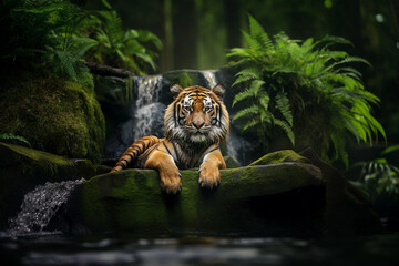 Tiger in an African forest