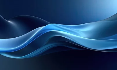 Fotobehang Abstract blue wave wallpaper. Creative futuristic lines background. For banner, postcard, book illustration. Created with generative AI tools © Lidok_L
