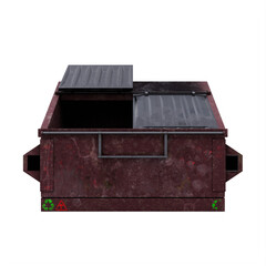 rusty old Garbage dumpster isolated