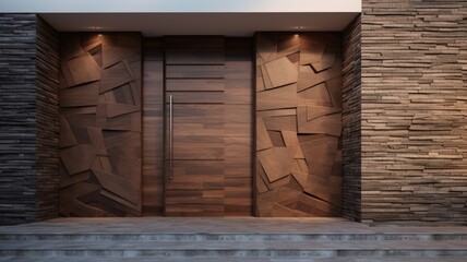 Perfect harmony between the door and the wall as the overall effect of the wood is perfected. Generative AI Technology 
