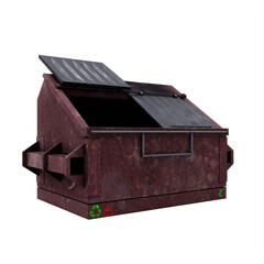 rusty old Garbage dumpster isolated