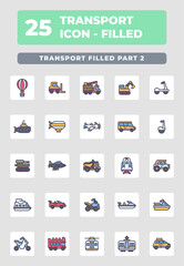 Transportation vehicle filled style icon design