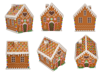 isolated gingerbread house. christmas house render 3d