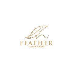 feather logo template vector icon, creative feather logo design