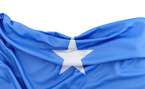 Flag of Somalia isolated on white background with copy space above. 3D rendering