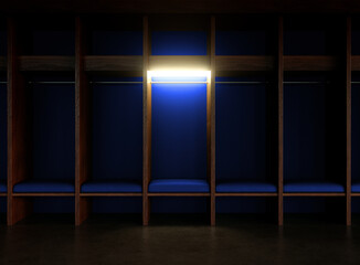 Isolated Spotlight Dark Locker Room Blue - obrazy, fototapety, plakaty