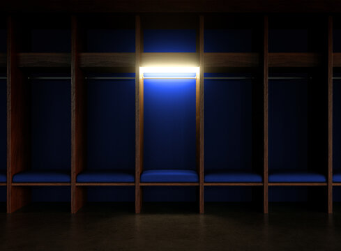 Isolated Spotlight Dark Locker Room Blue