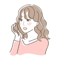 髪トラブル　女性のイラスト