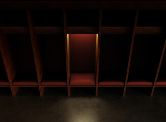 Isolated Spotlight Dark Locker Room