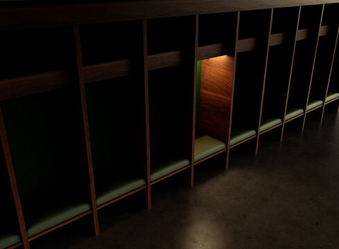 Isolated Spotlight Dark Locker Room Green