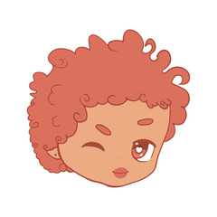 Vector Cartoon face Chibi Boy Character isolated illustration