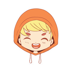 Vector Cartoon face Chibi Boy Character isolated illustration