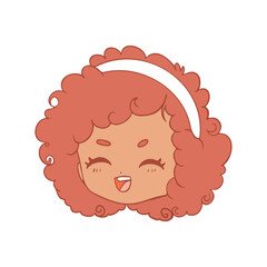 Vector Cartoon face Chibi girl Character isolated illustration
