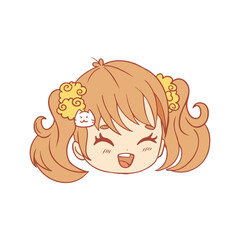 Vector Cartoon face Chibi girl Character isolated illustration