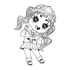 Vector Cartoon Chibi girl Character isolated illustration