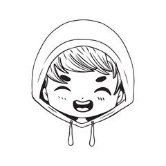 Vector Cartoon face Chibi Boy Character isolated illustration