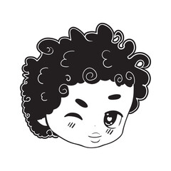 Vector Cartoon face Chibi Boy Character isolated illustration