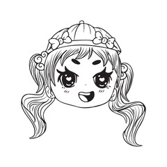 Vector Cartoon face Chibi girl Character isolated illustration