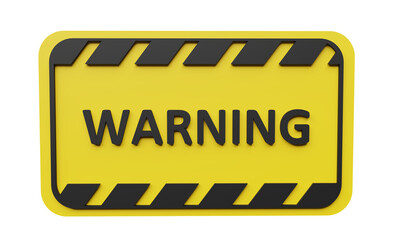 yellow warning sign in 3d render design.