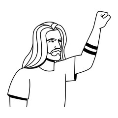 Vector Cartoon Protester Person Character Isolated Illustration