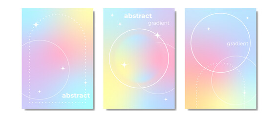 Fluid gradient vector. Cute posters in minimalist style, cover with pastel colorful geometric shapes and liquid color. Modern wallpaper design for social media, poster, print.