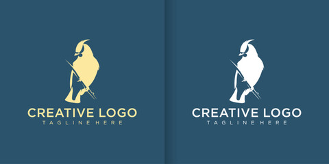 Set of Bird logo template with line art style. Creative abstract bird logo collection