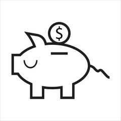 piggy bank vector icon line template