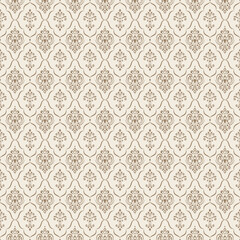 Seamless Gold Damask Pattern On Ivory Background