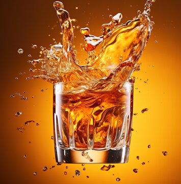 Cola splashes out of a glass., Isolated background.