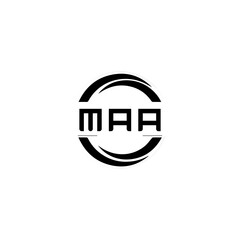 MAA circle letter logo design with circle . MAA circle logo design monogram. MAA circle vector logo template with  black and white or red color. MAA circle logo Simple, Elegant, and Luxurious design.