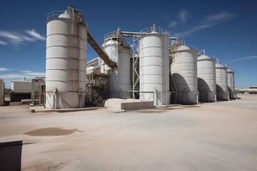 Lithium processing plant, Western Australia. Mechanical refining of spodumene concentrate. Generative AI